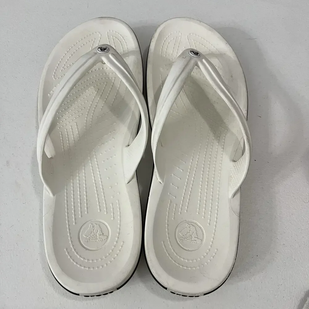 Crocs Crocband Flip Flops Lightweight Sandals Men's 13 White